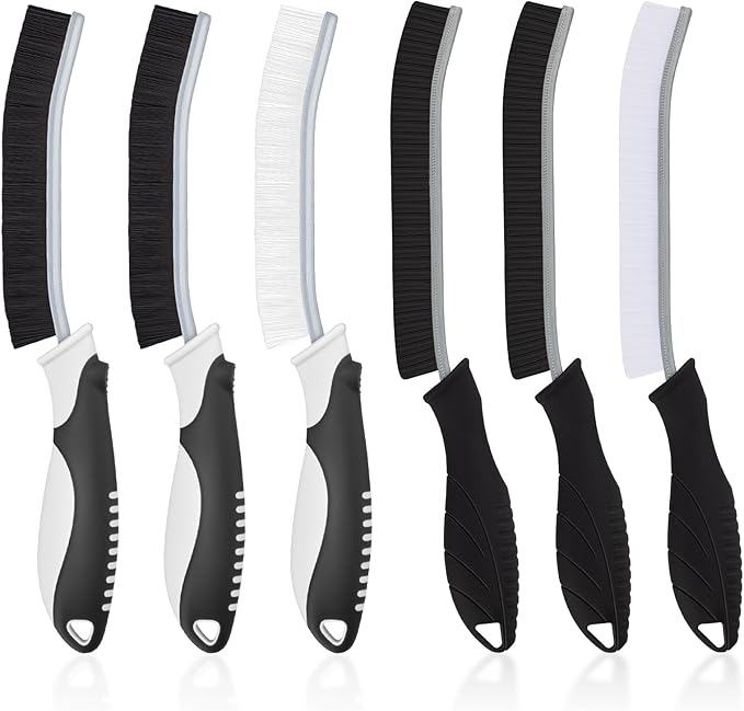TQRR Cleaning Brush-Hard Crevice Cleaning Brushes, Multifunctional Window Groove Brushes, Grout Brush, Cleaning Tool for Bathroom, Kitchen, Toilet, Tile, Sink, Home (6, Black)