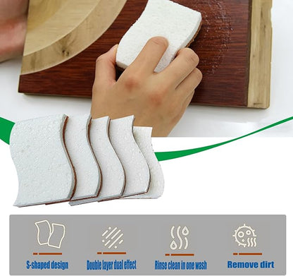 12 Pack Natural Kitchen Sponges, Non Scratch, Non Toxic S-Shaped Eco-Friendly Biodegradable Cellulose & Coconut Scrubber Dish Sponges for Kitchen, Tableware, Bathroom, Home Use