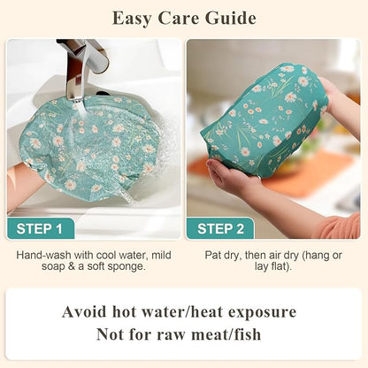 3 Pack Beeswax Bowl Covers Reusable (12 Inch Large),Bowl Covers for Bread Proofing,Elastic,Natural Beeswax Organic Cotton,For Sourdough Proofing,Large Containers&Food Storage