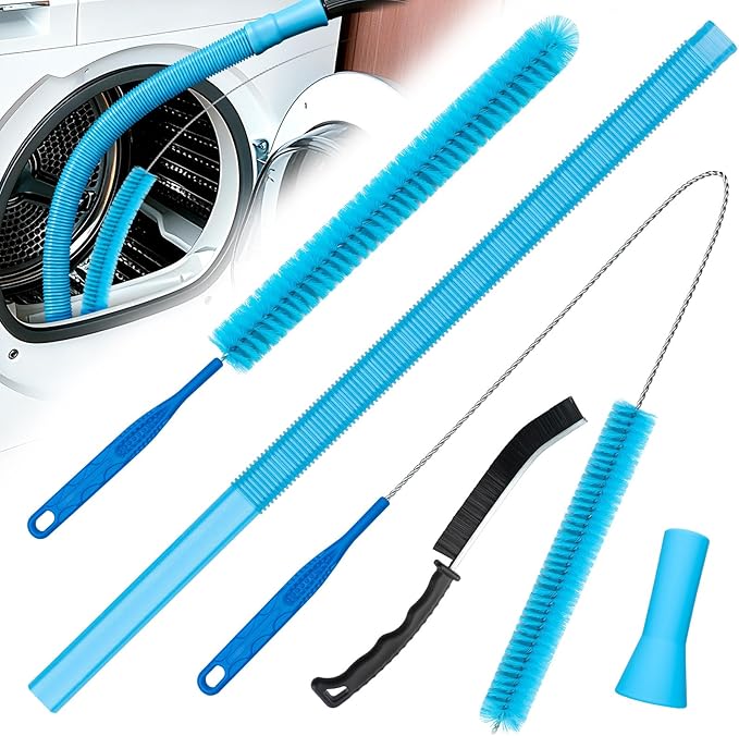Dryer Vent Cleaner Kit With Dryer Vacuum Hose Attachment - Compatible with Most Vacuum Cleaner - Vent Lint Remover Brush, Shop Vac Accessories, Lint Trap Cleaner & Home Cleaning Tools