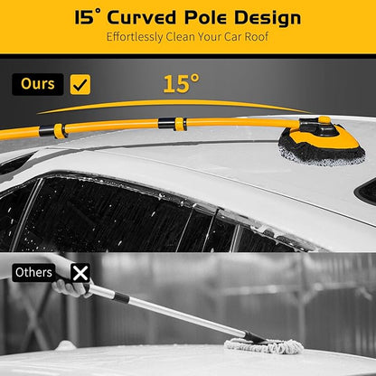 Ordenado 57" Car Wash Brush with Long Handle, 15°Curved Chenille Microfiber Car Wash kit with Extension Pole & Replacement Head, RV Car Cleaning Washer, Scratch-Free Mop for Truck, SUV, Boat