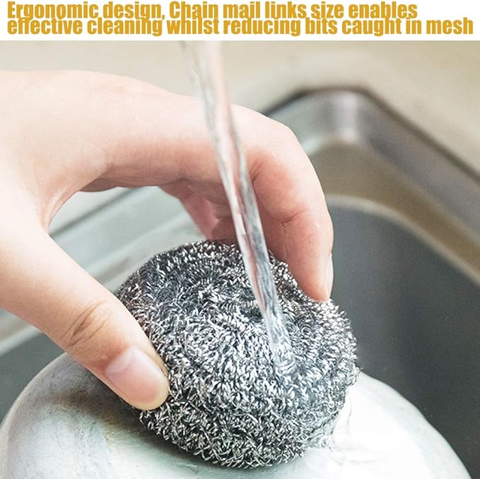 16 PCS Stainless Steel Sponges Scrubbers Cleaning Ball Utensil Scrubber Density Metal Scrubber Scouring Pads Ball for Pot Pan Dish Wash Cleaning for Removing Rust Dirty Cookware Cleaner (16 Packs)