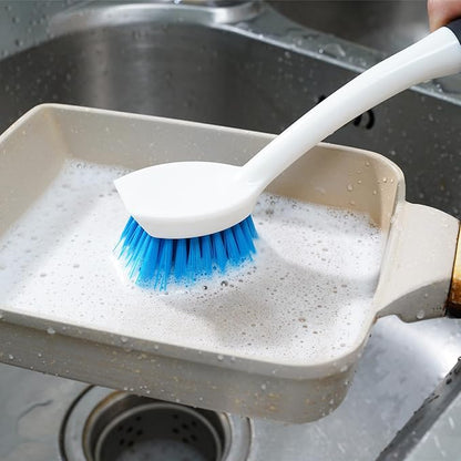 MOSOLAN Dish Brush Set of 3 with Water Bottle Brush, Dish Scrub Brush and Scrubber Brush, Long Handle Kitchen Scrub Brushes for Dishes, Bottles, Cups, Pots, Pans and Sinks, Flat Head