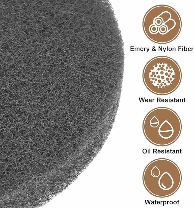 HARFINGTON 6pcs Scrubber Scouring Pads 800 Grits 3 Inch Drill Power Brush Hoop and Loop Surface Conditioning Disc Drill Scuffing Disc Scrub Pads for Home Kitchen Cleaning, Gray