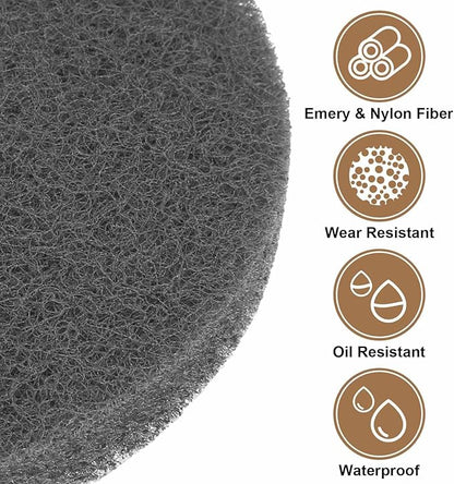 HARFINGTON 6pcs Scrubber Scouring Pads 800 Grits 3 Inch Drill Power Brush Hoop and Loop Surface Conditioning Disc Drill Scuffing Disc Scrub Pads for Home Kitchen Cleaning, Gray