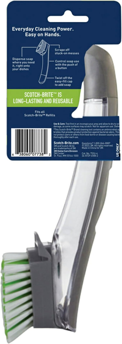 Scotch-Brite Odor Resist Soap Control Dishwand Brush, Non-Scratch Cleaning Brush with Scraper, Stands Upright (Pack of 4)