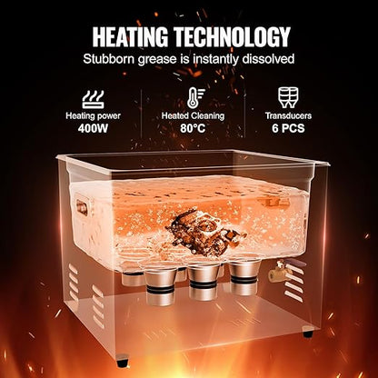VEVOR Ultrasonic Cleaning, 15L Professional 360W Cleaning Machine with Timer & Heater, 40kHz Digital Ultrasonic Parts Cleaner with Basket for Watch Glasses Jewelry Retainer Industrial Parts Tools