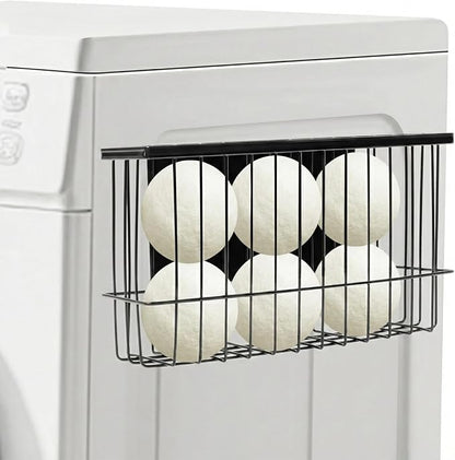 Magnetic Dryer Ball Storage for Laundry Room, Magnetic Lint Bin Basket Organization Storage, Iron Built-in Magnet Dryer Ball Holder Basket Fridge Container for Laundry Room Organizer