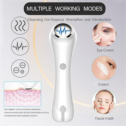 Facial Cleansing Brush, 2 in 1 Ｗaterproof IPx7 Facial Spin Scrubber Set with 4 Brush Heads, Rechargeable Exfoliating Face Brush Deep Cleansing, Gently Exfoliate and Remove Blackhead (White)