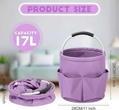 Cleaning Caddy for Cleaning Supplies,17L Cleaning Supply Caddy with Handle Foldable Cleaning Supplies Organizer Bucket Cleaning Products Organizers for Home, Garden (Purple)