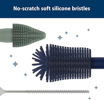 Dr. Brown's Silicone Cleaning Brush Set with Bottle, Spout, and Straw Brush, 3 Brushes to Clean Baby Bottles, Spouts, Nipples, and Straws, BPA Free – 36-Pack