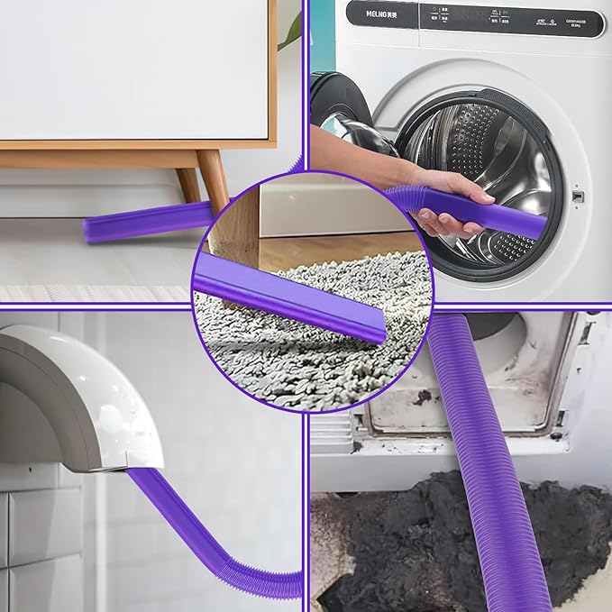 Upgraded Dryer Vent Cleaner Kit: Universal Vacuum Hose Attachment for Lint Removal Fits All Vacuums Cleaner Dryer Cleaning Tools for Clogged Ducts (Purple)