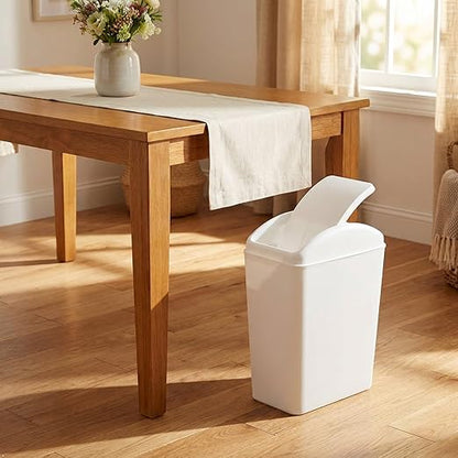 4.2 Gallon Plastic Swing Lid Trash Can, Small Garbage Can with Swing Top Lid, White