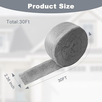 Storystore Steel Wool Mice Control, 30 FT Stainless Steel Wool Fill Fabric Roll, Gap Blocker Coarse Wire Hardware Cloth DIY Kit for Holes, Wall, Garden, Kitchen, Pipeline in Garage