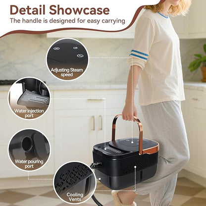 Handheld Steam Cleaner with 1.32 Quarts Tank & 15s fast Heat-Up, 13 Attachments.Portable High Pressuer Hand Held Stemer for home,Kitchen, Bathroom, Windows and Floors.Steamer for Cleaning