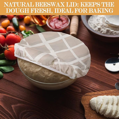 Hahafelt 4 Pcs Beeswax Bowl Covers Reusable Bowl Covers for Bread Proofing 10 Inch Elastic Cotton Cloth Sourdough Caps Stretchy Food Caps Leakproof Fresh for Dough Proofing and Food Storage(Plaid)