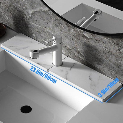 Kitchen Sink Faucet Mat, Diatomaceous Earth Quick Dry Sink Splashback Drying Mat, Kitchen Faucet Super Absorbent Mat, Quick-Drying Water Absorbing Stone Tray (Marble, 23.6" x 3.9")