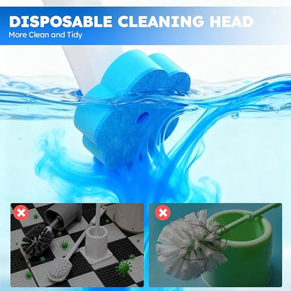 Disposable Toilet Brush 2 Pack- Toilet Brush and Holder Set, Toilet Bowl Brush, Each Toilet Wand with 10PCS Brush Refills for Bathroom Deep Cleaning (2 Pack, White)
