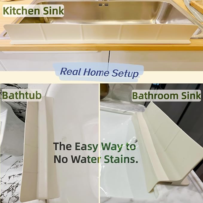 Sink Splash Guard | Tall Wall Splatter Screen | Keeps Clothes & Countertops Dry for Kitchen & Pet Bathing | Strong Silicone Suction -Sink Edge Protector | Perfect for Washing Dishes & Small Dogs