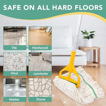 6 Pack Commercial Mop Head Replacement – Heavy Duty Mop Head for General and Floor Cleaning | Industrial Wet Mops | Washable Refill, Reusable, Looped End Mopheads | Hardwood, Concrete（White）
