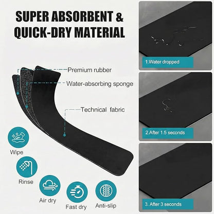 Faucet Mat for Kitchen Sink 2 Holes: 30"Lx5.5"W Absorbent Splash Guard Fits 8" On-Center Faucet with Soap Dispenser or Air Gap - Cuttable Drip Catcher for Irregular & 3, 4 Hole Sinks with Side Sprayer