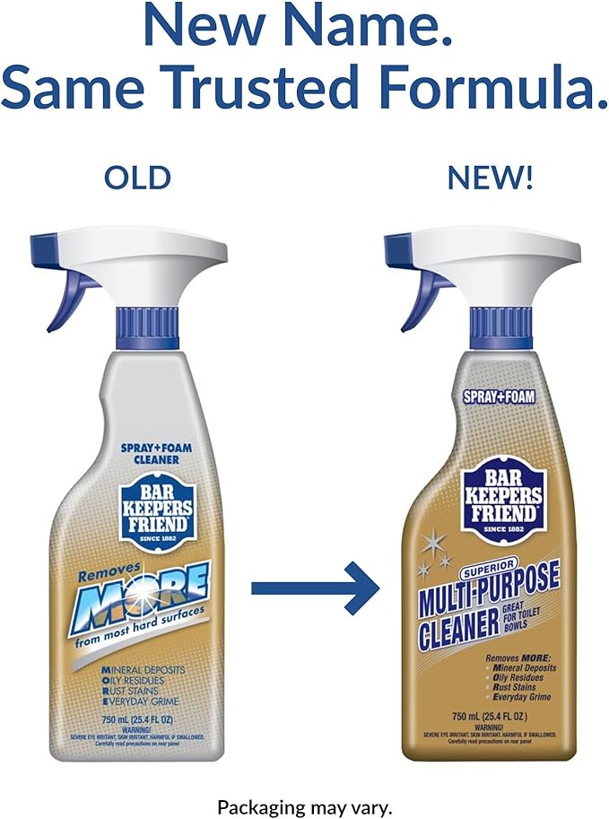 Bar Keepers Friend Soft Cleanser 26 oz + Spray & Foam Multipurpose MORE Spray Cleaner 25.4 oz, Multi Purpose Cleaner Bundle, Removes Grease, Rust Stains, Soap Scum & More in Home & Outdoors