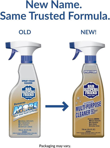 Bar Keepers Friend Soft Cleanser 26 oz + Spray & Foam Multipurpose MORE Spray Cleaner 25.4 oz, Multi Purpose Cleaner Bundle, Removes Grease, Rust Stains, Soap Scum & More in Home & Outdoors