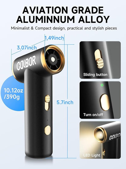 Compressed Air Duster COLBOR Electric Mini Blower for PC Cleaning Kit 100000RPM Cordless with LED Light & Nozzle Rechargeable Air Cleaner Keyboard Plumero de aire comprimido Turbo Jet Fan