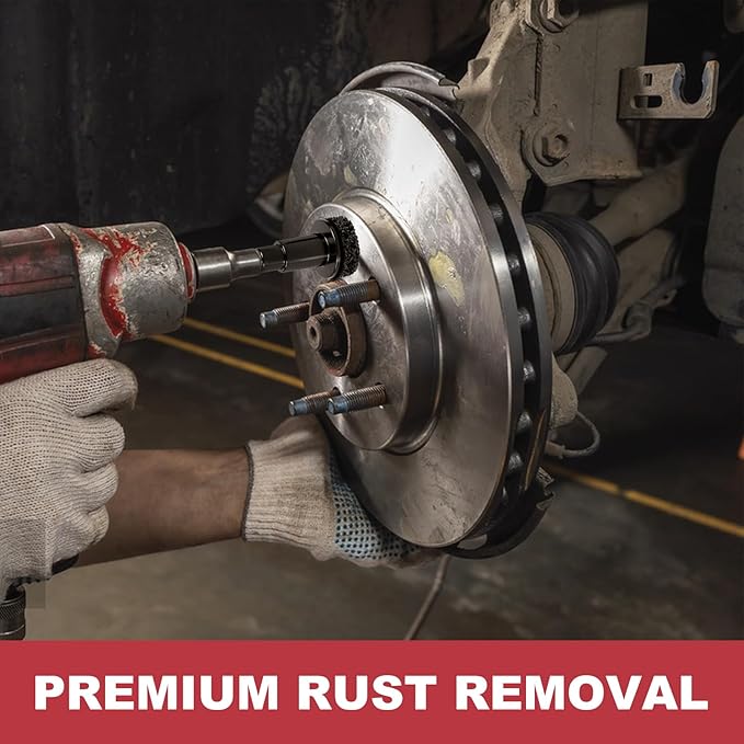 Wheel Hub Resurfacing Kit Wheel Stud and Hub Cleaner for Quick Rust Removal on Lug Studs and Brake Rotors,Includes 7 Cleaning Pads and,Fits 1/2” Wrenches or Electric Drills,Maintenance Tool for Cars