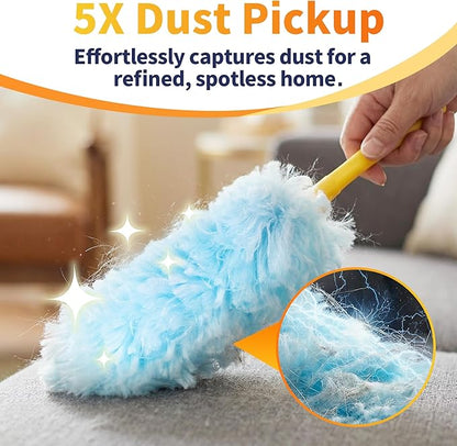 Heavy Duty Duster Refills for Swiffer Duster, Multisurface 360 Dusters with 3ft Extendable Handle and 1 Short Handle, 5X Microfiber Duster Disposable for Dusting Furniture Blinds Fans Walls (60 Count)