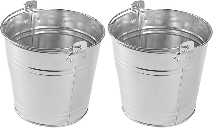 American Metalcraft PTUB87 Natural Galvanized Steel Pail with Handle, 1.16-Gallon, 8" Diameter, Silver (Pack of 2)