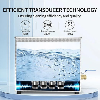 Granbo Ultrasonic Machine 10L 240W Jewelry Cleaner Ultrasonic Machine 40kHz with Heater Timer and Degassing,110V Digital Ultrasonic Jewelry Cleaner for Jewelry Glass Eyeglass Dental Parts Cleaning