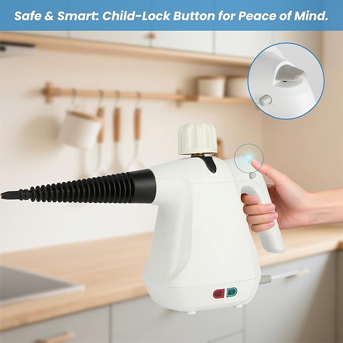 Steam Cleaner, Multi-Surface Steamer Cleaners for Cleaning with 13 Accessories, Large Capacity Handheld Steam Cleaner, Good for Home, Kitchen Grease, Bathroom Grout (White)