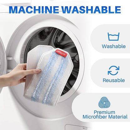 Microfiber Mop Pads 6 PCS, 15.95” x 4.33” Reusable Washable Replacements Mop Pads for Wood Floor Compatible with O-Cedar H2prO, Blue and White Stripes