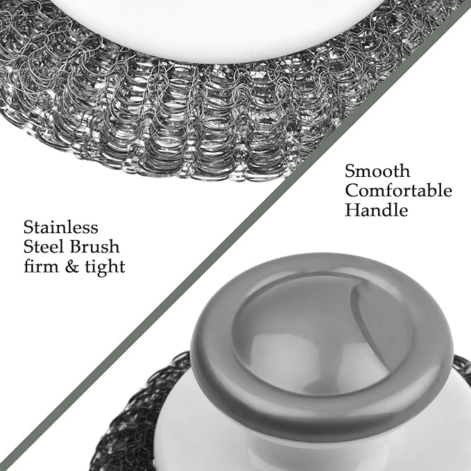 2 Pack Stainless Steel Wool Scrubber, Scrubbing Scouring Pad, Steel Wool Scrubber for Kitchens, Bathroom and Kitchen Pots, Pans, Sink(Grey)