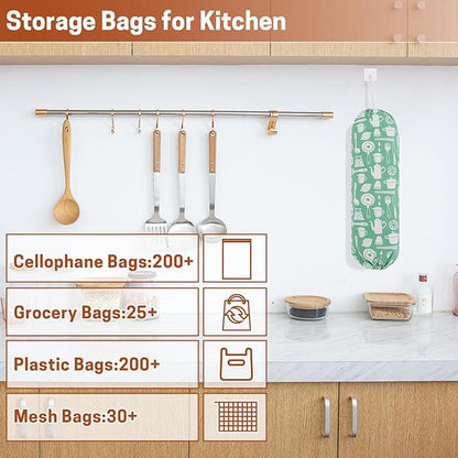 SWISSELITE 2Pcs Plastic Bag Holder, Reusable Plastic Bag Organizer Wall Mount, Large Grocery Bag Storage Dispenser, 22x9 IN