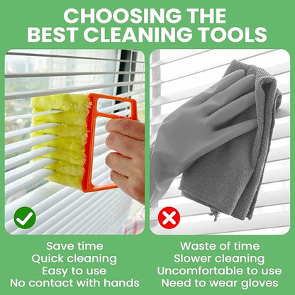 4 Pack Window Blind Cleaner Duster Tool, 7 Finger Venetian Scrub Brush with Washable Microfiber Sleeves, Color Coded Cleaning Kit for Mini Vertical Blinds, Air Conditioner Vents and Fans