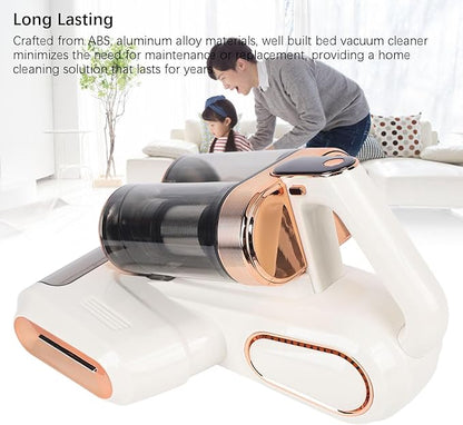 HEEPDD Handheld Mattress Vacuum Cleaner, Cordless, 13000Pa Strong Suction, White Gold, 520ml Dustbin with UV Light for Bed Sofa Carpet Pet Hair