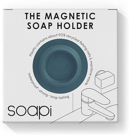 Magnetic Soap Holder – No-Drill Installation – Space-Saving Wall Soap Dish – Wall Mounted, Eco-Friendly Bar Soap Holder – Recycled Ocean Plastic – Stick Anywhere - Soapi (Petrol)