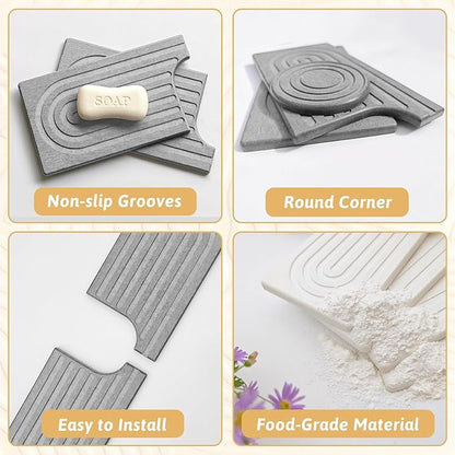 Stone Faucet Mat For Kitchen Sink, 18" Diatomite Fast Drying Stone Kitchen Sink Mat, Super Absorbent, Sink Stone Quick Dry Around Faucet, Stone Sink Splash Guard For Bathroom, Zen Gift, Light Grey