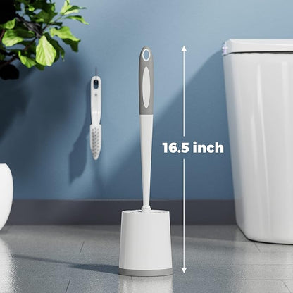 Holaloha Toilet Brush, 4 Pack Toilet Brush and Holder Set, Toilet Bowl Brush with 4 Grout Brush, Toilet Bowl Brush and Holder for Bathroom, (White)