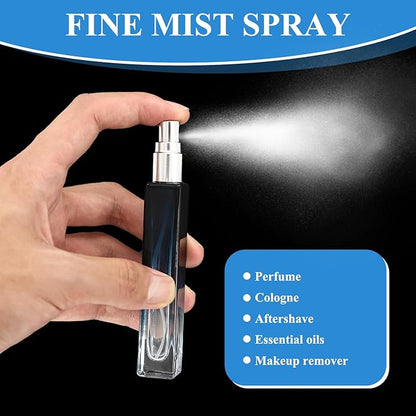 MVVM Refillable Mini Perfume Travel Bottle Set, 5PCS 10ML Glass Mini Perfume Travel Refillable Bottle, Carry On Approved Portable Atomizer Sprayer For Perfumes Kit with Funnel