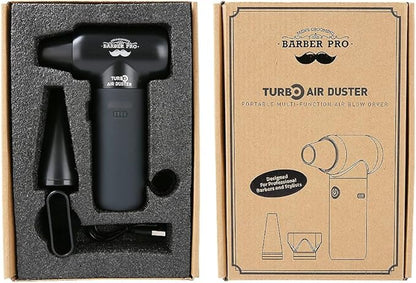 Compressed Air Duster - Electric Duster for Hair Barber, 3 Gear Mini Portable Jet Dry Air Blower, Cordless Vacuum Cleaner, for PC, Office,Salon, Fan, Laptop, Keyboard, Car -Black