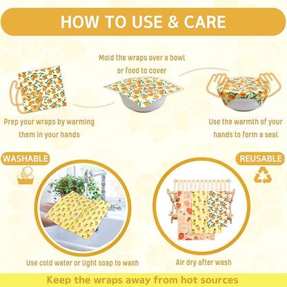 Reusable Beeswax Wrap - 9 Pack Beeswax Wraps for Food, Eco-Friendly Beeswax Food Wraps, Bread Sandwich Food Wrap - Organic, Sustainable, Zero Waste, Plastic-Free Food Storage, 1XL, 3M, 5S