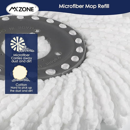 4 Premium Replacement Mop Heads Refills, Compatible for Hurricane Spin Magic Mop Head, fits 6.3‘’ Standard Replacement Round Spin Mop Heads Microfiber, Inner Hole 2.5'' Only - Machine Washable, White