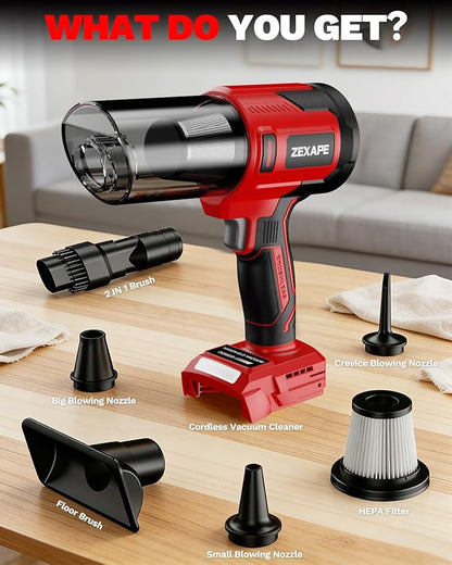 Cordless Vacuum Cleaner for Milwaukee Battery, 5 in 1 Lightweight Electric Handheld Vacuum with 3 x HEPA Filter, 20KPA Powerful Suction, 200W Brushless Motor for Carpet,Sofa,Car (Battery Not Included)