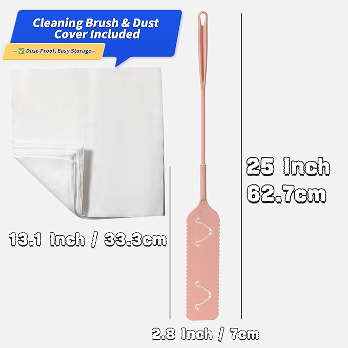 25 Inch Ultra-Thin Duster Wand Set of 2, Extendable Cleaning Duster for Blinds and Windowsills, Flexible Bendable Duster with 20 Disposable Dust Cloths, Household Cleaning Tools