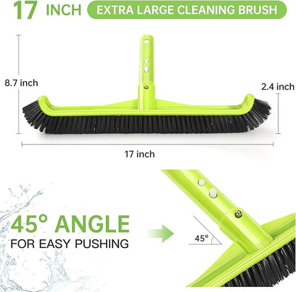 Pool Brush Head, Scrub Brush with Premium Nylon Bristles,Curved Ends High-Efficiency Pool Broom/Pool Brushes for Cleaning Inground/Above Ground,Swimming Pool, Walls, Bathtubs, Tiles & Floors(Green)