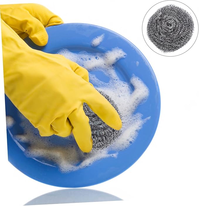 Alipis 6pcs Stainless Steel Pot Scrubbers Set Heavy Duty Wire Ball Cleaners for Kitchen Metal Sponge for Pot and Pan Cleaning for Home Chefs and Kitchen Use