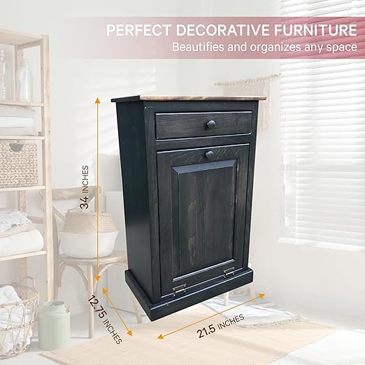 Peaceful Classics Tilt Out Trash Cabinet - Wooden Pull Out Cabinet, Decorative Trash Bin for Kitchen, Bedroom, & Home Patio (Mocha)